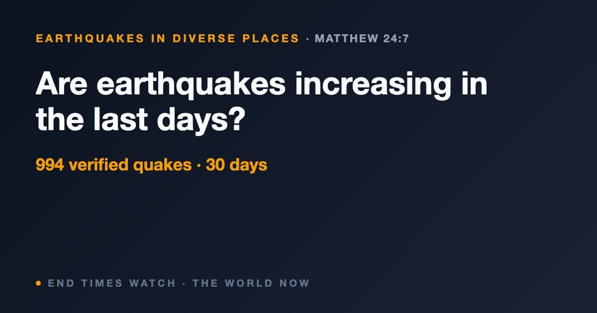Are earthquakes increasing in the last days — 994 USGS-verified earthquakes tracked in 30 days by The World Now